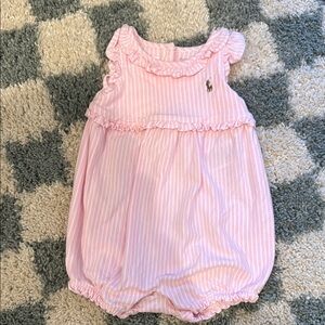 Ralph Lauren Pink Striped Baby Romper